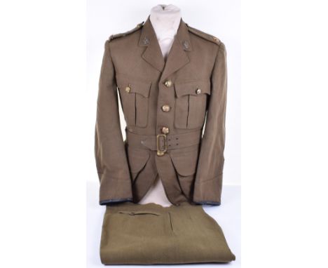 WW2 Highland Light Infantry Officers Service Dress Uniform, consisting of highland doublet service dress with brass regimenta