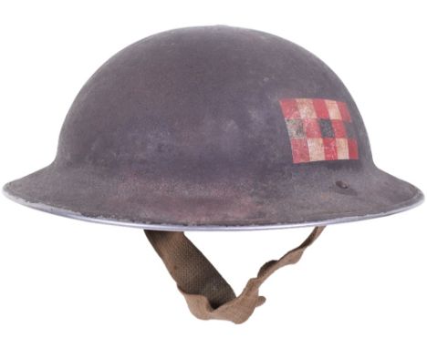 WW2 British Scots Guards Regimentally Marked Steel Combat Helmet, very good example of a British steel combat helmet with the