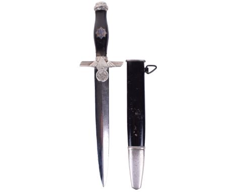 Third Reich RLB (Reichsluftshutzbund) Enlisted Mans 1st Model Dress Dagger, black ebony grip with enamelled RLB and swastika 