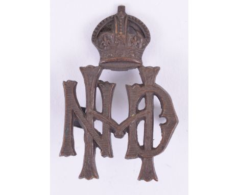 North Devon Hussars Officers Cap Badge, bronze OSD example with clipped blade fittings to the reverse. 