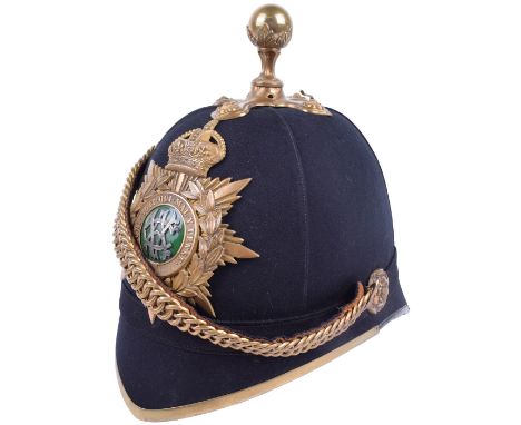 Scarce Post 1902 Army Veterinary Corps Officers Home Service Helmet, good example of the blue cloth covered cork home service