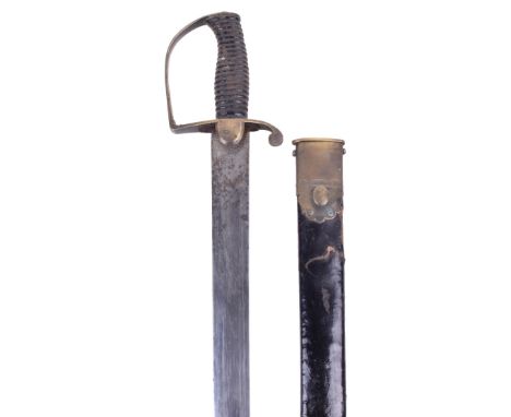 Military Style Sidearm of Artillery or Hospital Corps Type, straight polished single edge blade deeply stamped with crowned G