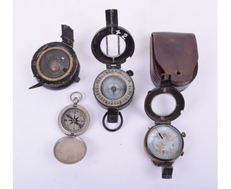 British Military Issue Officers Compass, complete with its original brown leather carrying pouch; British Military issue Mk I
