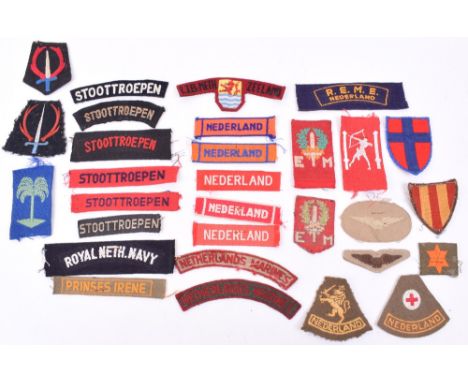 Selection of Dutch Army in Exile Cloth Insignia, consisting of various formation signs and shoulder titles. All generally in 