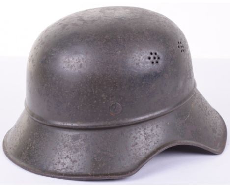 WW2 German Luftschutz Gladiator Pattern Steel Helmet, an interesting example which has had the decal removed and the helmet o