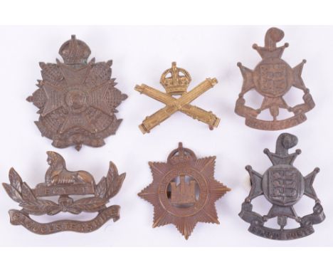 British Officers Bonze OSD Cap & Collar Badges, consisting of bronze Border regiment cap badge with blade fittings, Devonshir