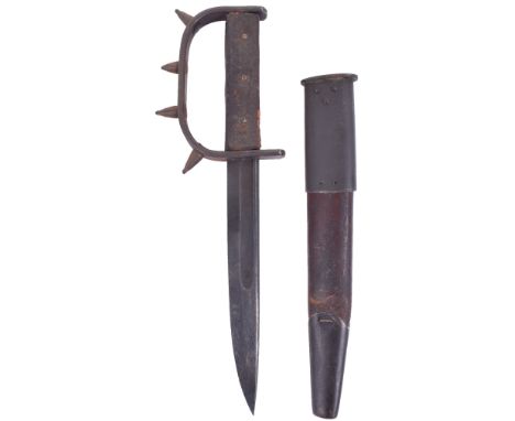 Great War Trench Made Cut Down 1907 Bayonet Knuckle Duster Fighting Knife, very interesting un-official fighting knife which 