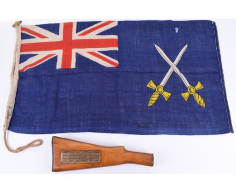 RASC War Department Fleet Flag, small cotton flag printed with Union Jack to the corner and crossed swords. Accompanied by a 