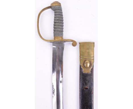 British Constabulary Sidearm, brass “D” shape guard, steeped top pommel and fish skin grip. Housed in its original leather an