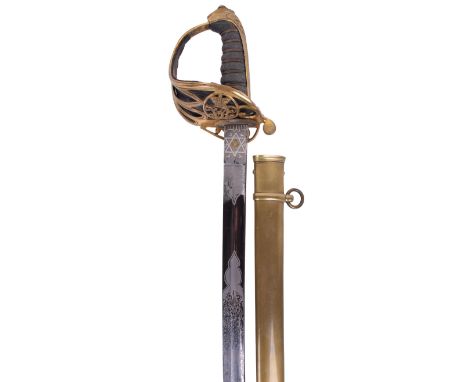 Fine 1845 Pattern Infantry Officers Sword, blade by Hamburger Rogers & Co, etched and mirror polished with the crowned VR cip