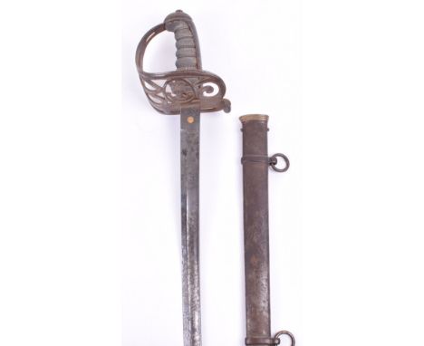 Scarce 1827 Pattern Officers Sword of the Chatsworth Rifles, Wilkinson blade No 6623 (for 1854) etched with the crowned VR cy