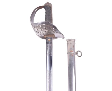 1897 Pattern Infantry Officers Presentation Sword, blade No.M9127 by Robert Mole and Sons with crowned GVR cipher etched and 