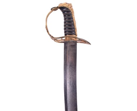 British 1803 Pattern Infantry Officers Sword, gilt lion head pommel with ring attachment, crowned GR cipher to the guard and 