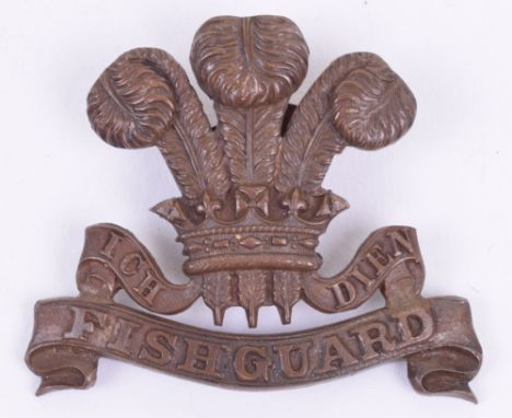 Pembrokeshire Yeomanry Officers Cap Badge, fine bronze OSD example with two blade fittings to the reverse. 