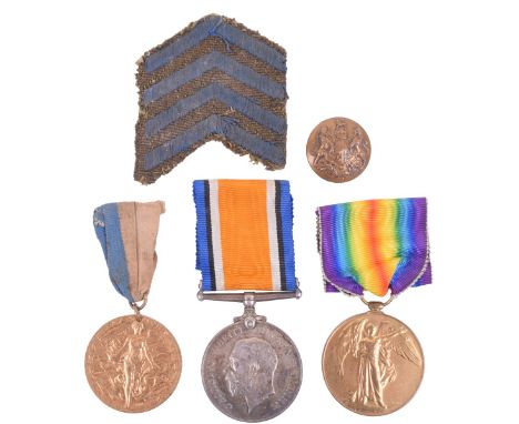 Great War 1st Birmingham Battalion Royal Warwickshire Regiment Medal Pair, consisting of British War and Victory medals award