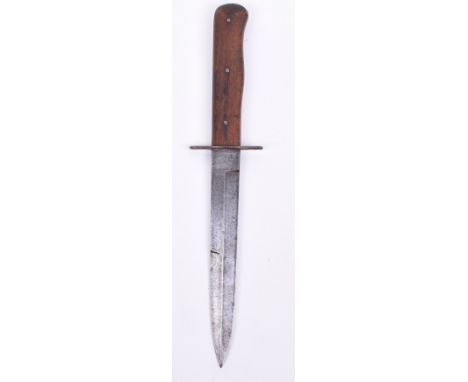 Luftwaffe Field Divisions Combat Knife, with two piece wood grips positioned by three domed rivets. Plain cross guard. Partia