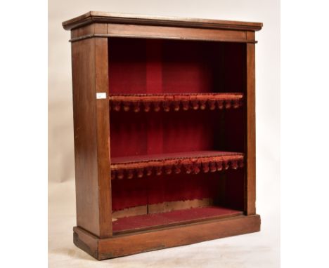 A Victorian 19th century mahogany open window library bookcase cabinet. Raised on a plinth base having a wide open window boo