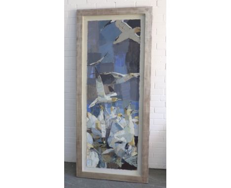 MATT UNDERWOOD (BRITISH b.1971.) ON BASS ROCK, large mixed media, framed under glass 58 x 74cm. Provenance: Society of Wildli
