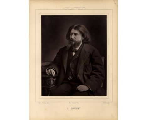 [DAUDET ALPHONSE]: (1840-1897) French Novelist. Vintage unsigned 10 x 13.5 photograph by Etienne Carjat of Paris, the fine Wo