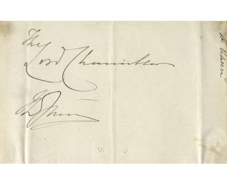 VICTORIA: (1819-1901) Queen of the United Kingdom Great Britain &amp; Ireland 1837-1901. Ink signature and salutation, 'The L
