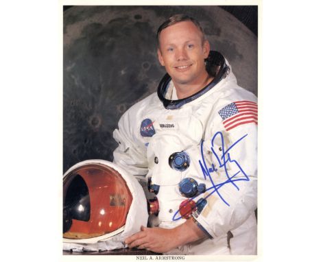 APOLLO XI: An excellent set of three individual signed colour 8 x 10 photographs by the three crew members of Apollo XI (1969