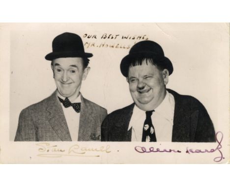  LAUREL STAN (1890-1965) &amp; HARDY OLIVER (1892-1957) English and American Film Comedians. Vintage signed and inscribed pos