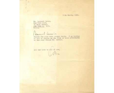 WELLES ORSON: (1915-1985) American Actor &amp; Film Director, Academy Award winner. T.L.S., Orson, with holograph salutation,