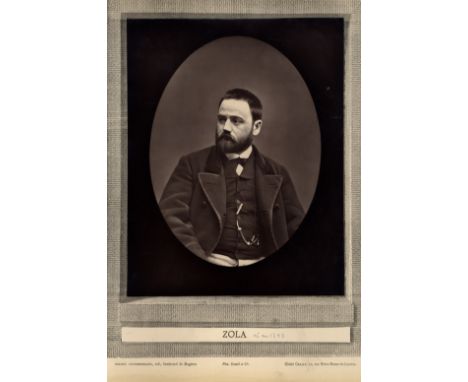 [ZOLA EMILE]: (1840-1902) French Writer. Vintage unsigned 9 x 13 photograph by Etienne Carjat of Paris, the good oval Woodbur