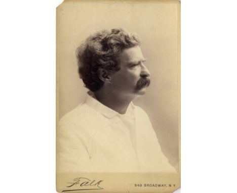 [TWAIN MARK]: (1835-1910) American Writer. Vintage unsigned cabinet photograph by Falk of New York, the fine sepia image show