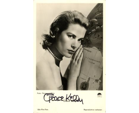 KELLY GRACE (1929-1982) American Actress, Academy Award winner. Later Princess of Monaco. A good signed postcard photograph o