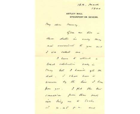 BALDWIN STANLEY: (1867-1947) British Prime Minister 1923-24, 1924- 29 &amp; 1935-37. A.L.S., Baldwin of Bewdley, two pages, 8