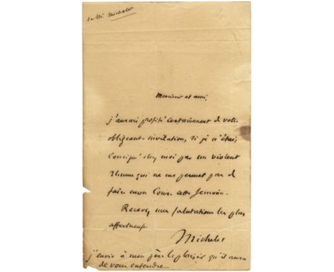MICHELET JULES: (1798-1874) French Historian, the first to use and define the word Renaissance as a period of Europe's cultur