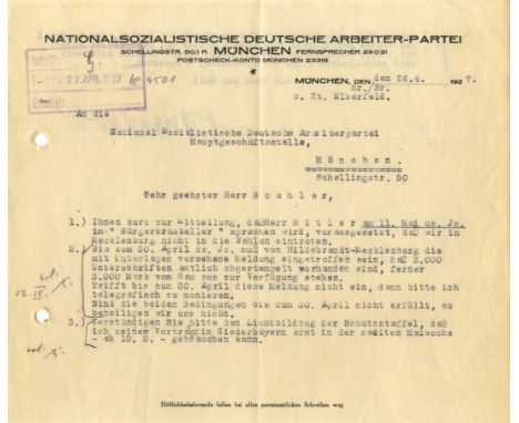 A few days before Hitler's first public speech in Berlin 
HIMMLER HEINRICH: (1900-1945) German Nazi official of World War II,