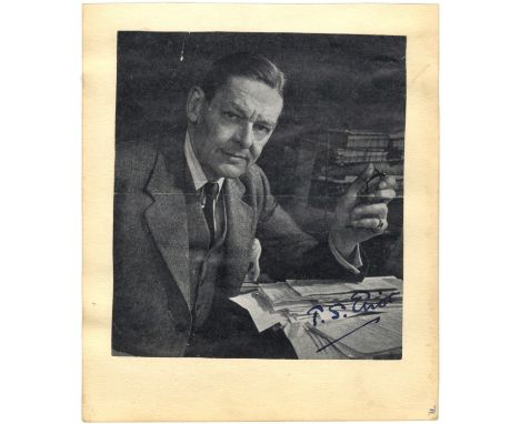 ELIOT T. S.: (1888-1965) American-born English Poet &amp; Dramatist, Nobel Prize winner for Literature, 1948. Vintage signed 