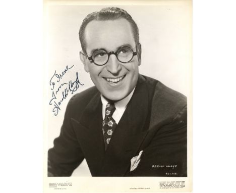 LLOYD HAROLD: (1893-1971) American Film Comedian, Academy Award winner. An excellent vintage signed and inscribed 8 x 10 phot