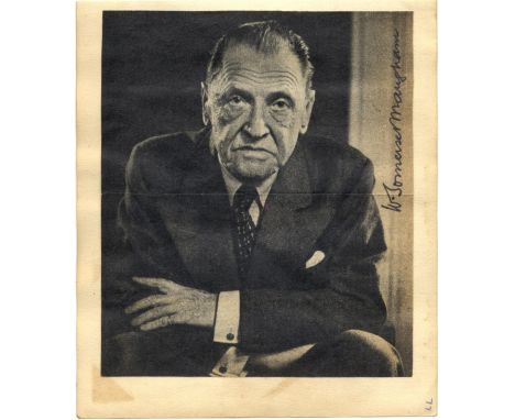 LITERATURE: Individual vintage signed magazine photographs by the writers W. Somerset Maugham (4.5 x 5) and Dorothy L. Sayers