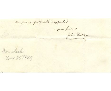 DALTON JOHN: (1766-1844) English Chemist, Physicist &amp; Meteorologist, known for his pioneering work in the development of 