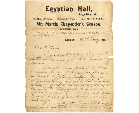 CHAPENDER MARTIN: (1879-1905) English Magician whose initials were the inspiration behind the name of the Magic Circle in 190
