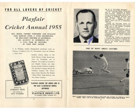 SOUTH AFRICA: An official printed 8vo souvenir brochure of the South Africa Tour of England in 1955, edited by Gordon Ross an