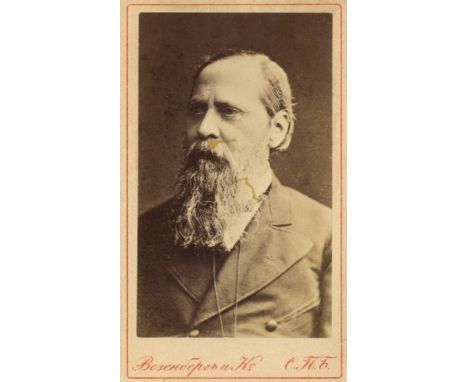 [SALTYKOV-SHCHEDRIN MIKHAIL]: (1826-1889) Russian Satirist. Vintage unsigned carte-de-visite photograph, the sepia albumen pr
