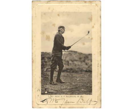 BALFOUR ARTHUR JAMES: (1848-1930) British Prime Minister 1902-05. Vintage signed postcard photograph, the image depicting Bal
