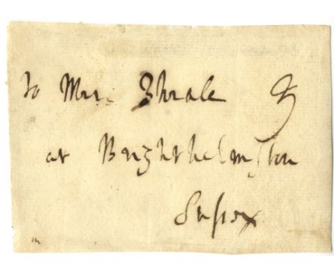 To Mrs Thrale
JOHNSON SAMUEL: (1709-1784) English Writer, Poet, Biographer and Lexicographer whose work A Dictionary of the E