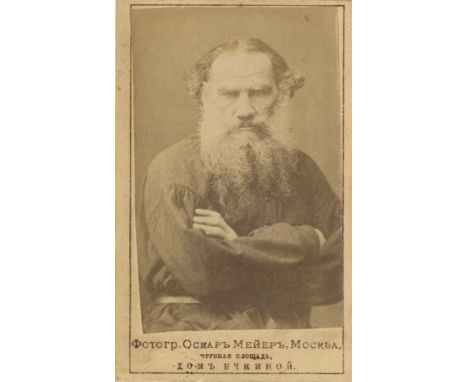 [TOLSTOY LEO]: (1828-1910) Russian Novelist. Vintage unsigned carte-de-visite photograph, the sepia albumen print by Meyer of