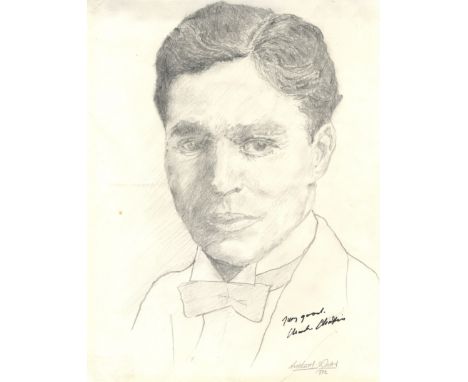 CHAPLIN CHARLES: (1889-1977) English Film Comedian, Academy Award winner. An original pencil drawing of Chaplin by an amateur