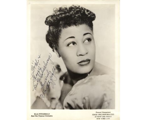 FITZGERALD ELLA: (1917-1996) American Jazz Singer. An excellent vintage signed and inscribed 8 x 10 photograph of the youthfu