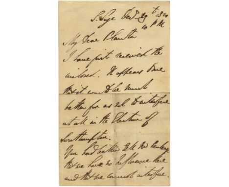 WELLINGTON DUKE OF: (1769-1852) Anglo-Irish Field Marshal &amp; British Prime Minister 1828-30, 1834. A.L.S., with his initia