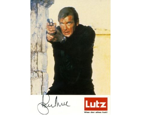 JAMES BOND: Selection of signed cards, postcard photographs and slightly larger, a few 8 x 10s etc., by various actors and ac