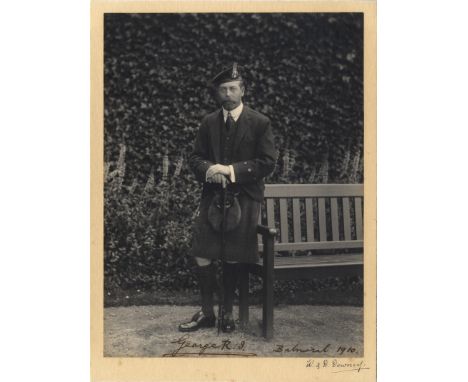 GEORGE V: (1865-1936) King of the United Kingdom 1910-36. An excellent vintage signed 7 x 9 photograph of the King standing o