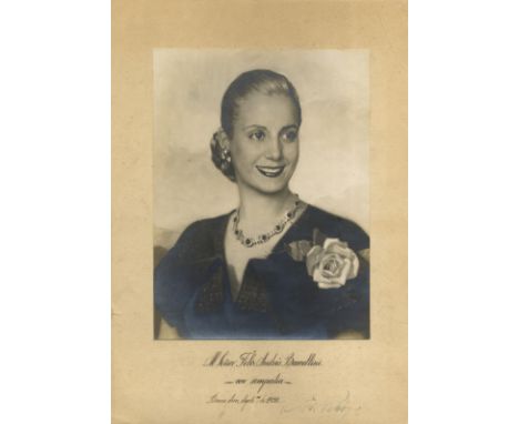 PERON EVA: (1919-1952) First Lady of Argentina 1946-52, second wife of President Juan Peron. A good vintage signed 9.5 x 13.5