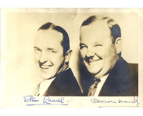 LAUREL STAN (1890-1965) &amp; HARDY OLIVER (1892-1957) English and American Film Comedians. Vintage signed sepia 7 x 5 photog